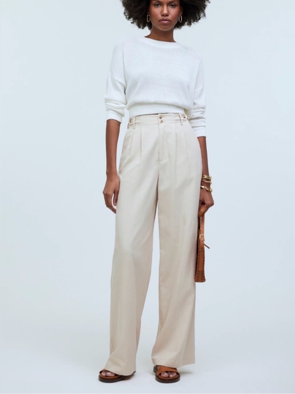 Madewell Harlow Wide Leg Pants in Drapey Twill - Harvest Moon Size 8